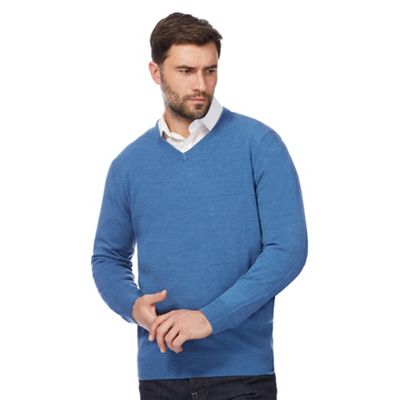 Big and tall big and tall blue v neck jumper